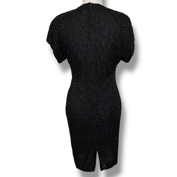 Vintage Stenay Black Beaded Silk Dress - Picture 3 of 5